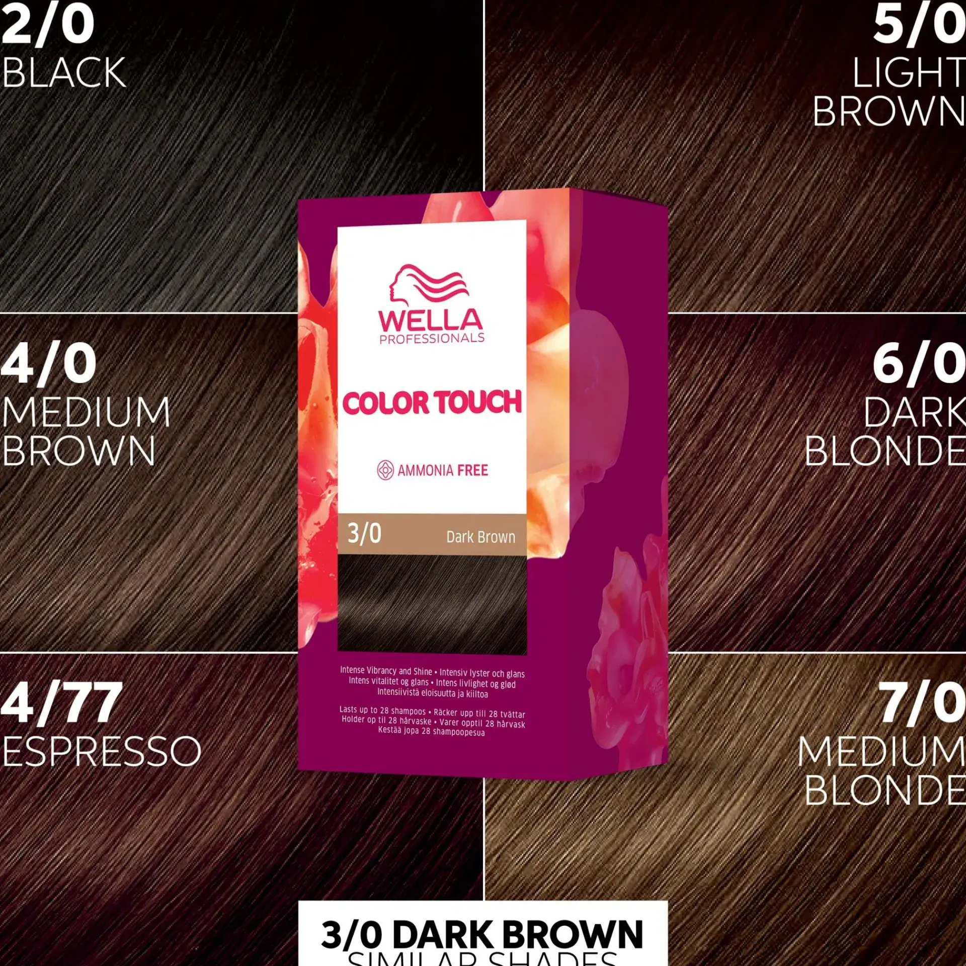 Wella Professionals Hiusvärit<Color Touch Pure Naturals Dark Brown 3/0 kotiväri 130 ml